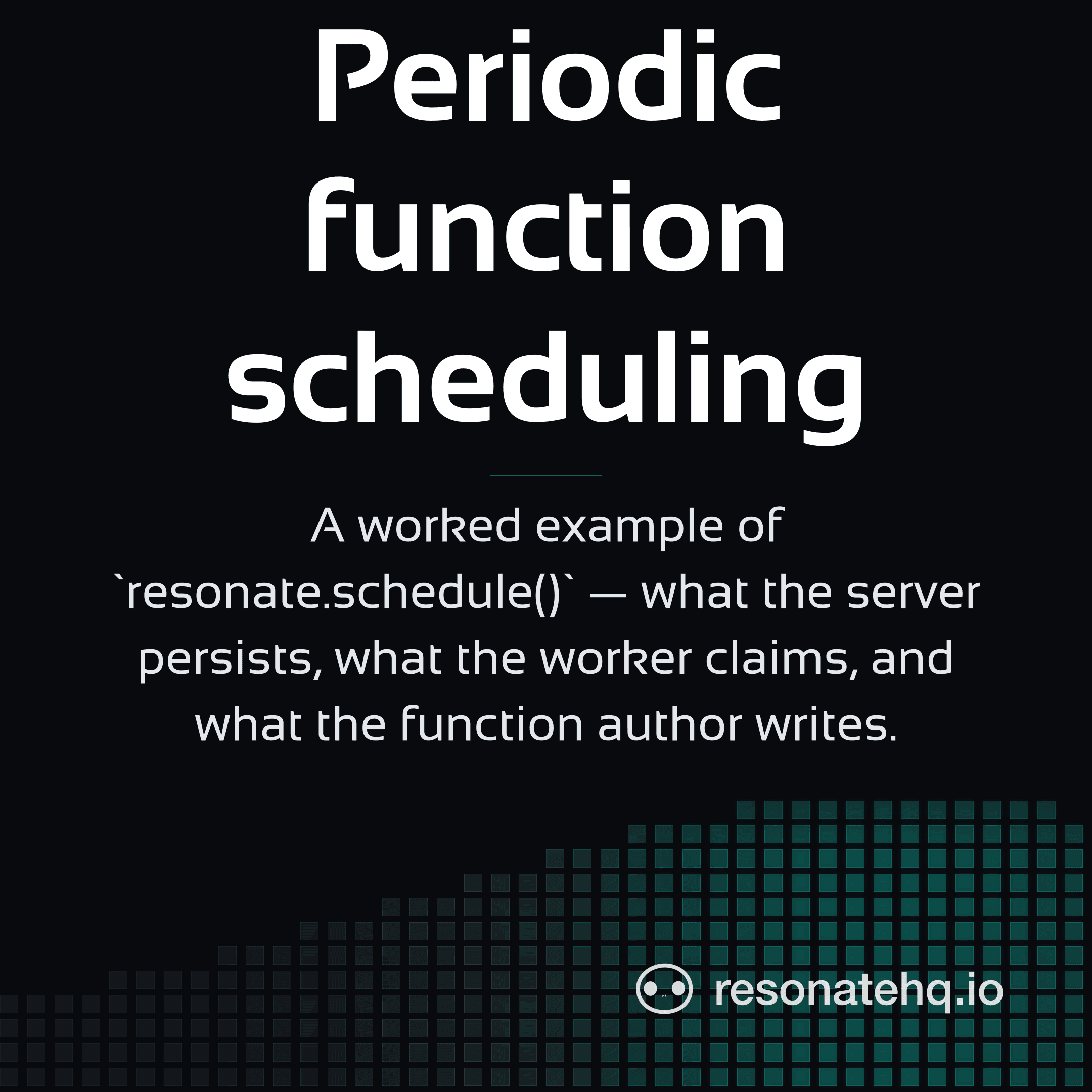Resonate brand card on a dark background with a teal spectrum wave at the bottom and the post headline in white Sansation.