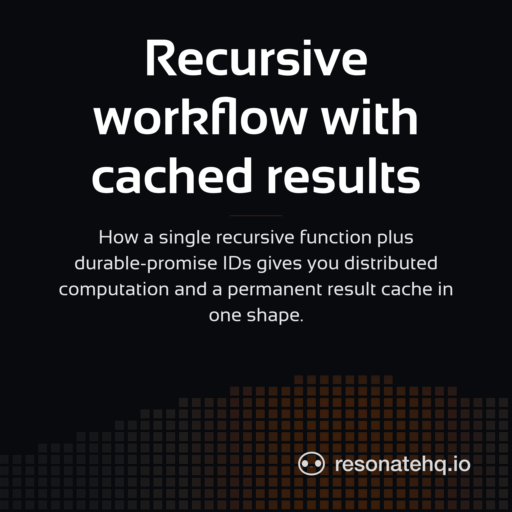 Resonate brand card on a dark background with an ember spectrum wave at the bottom and the post headline in white Sansation.