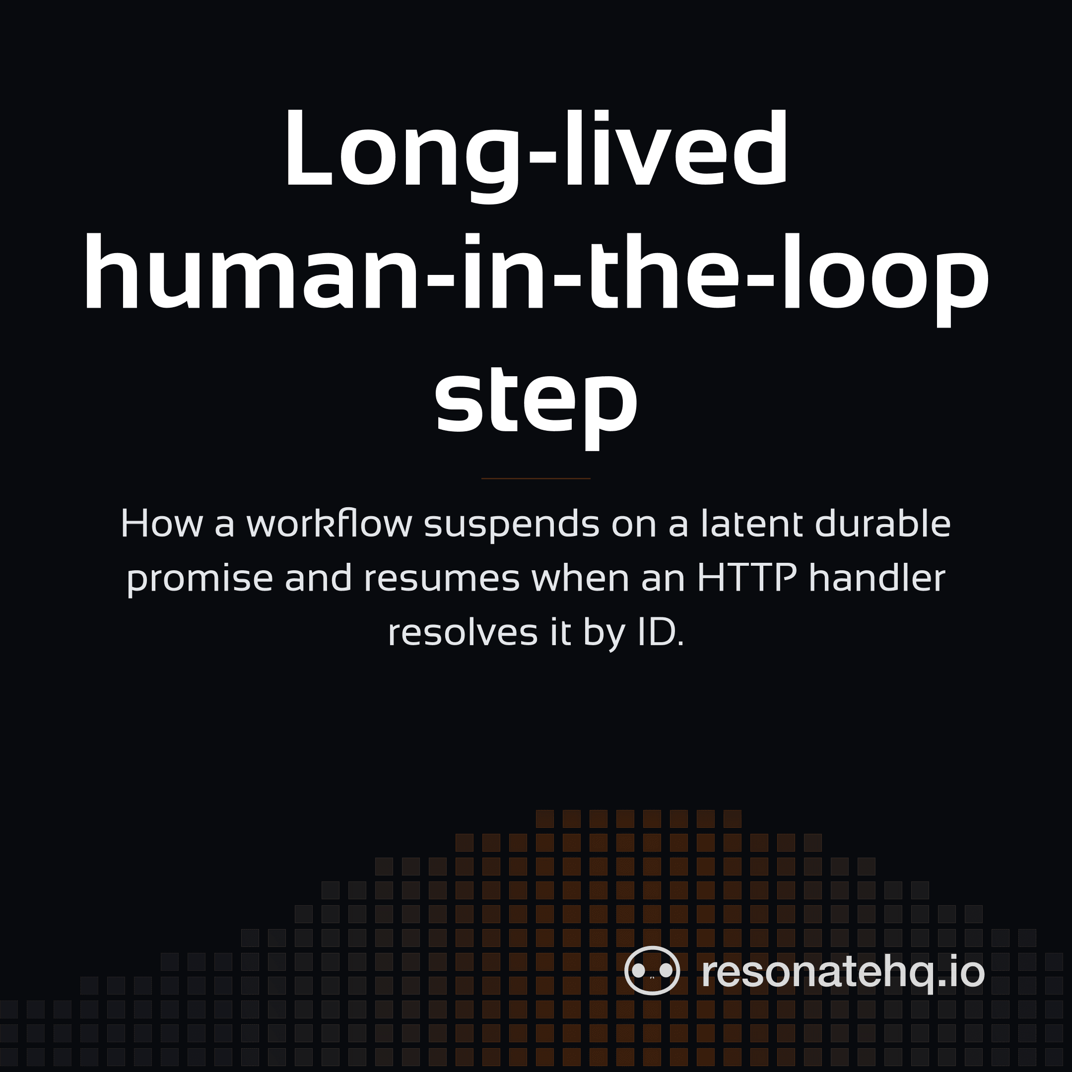 Resonate brand card on a dark background with an ember spectrum wave at the bottom and the post headline in white Sansation.