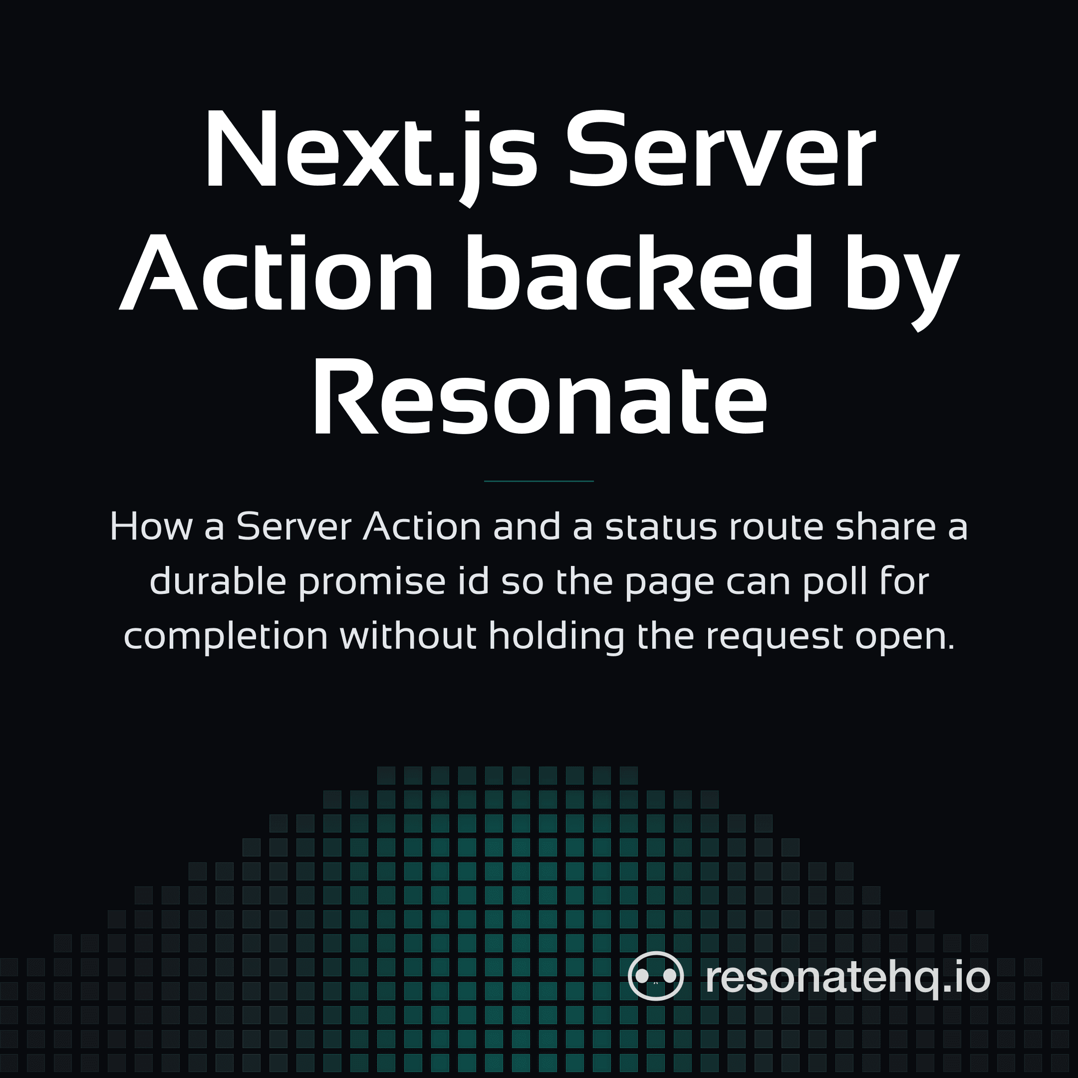 Resonate brand card on a dark background with a teal spectrum wave at the bottom and the post headline in white Sansation.